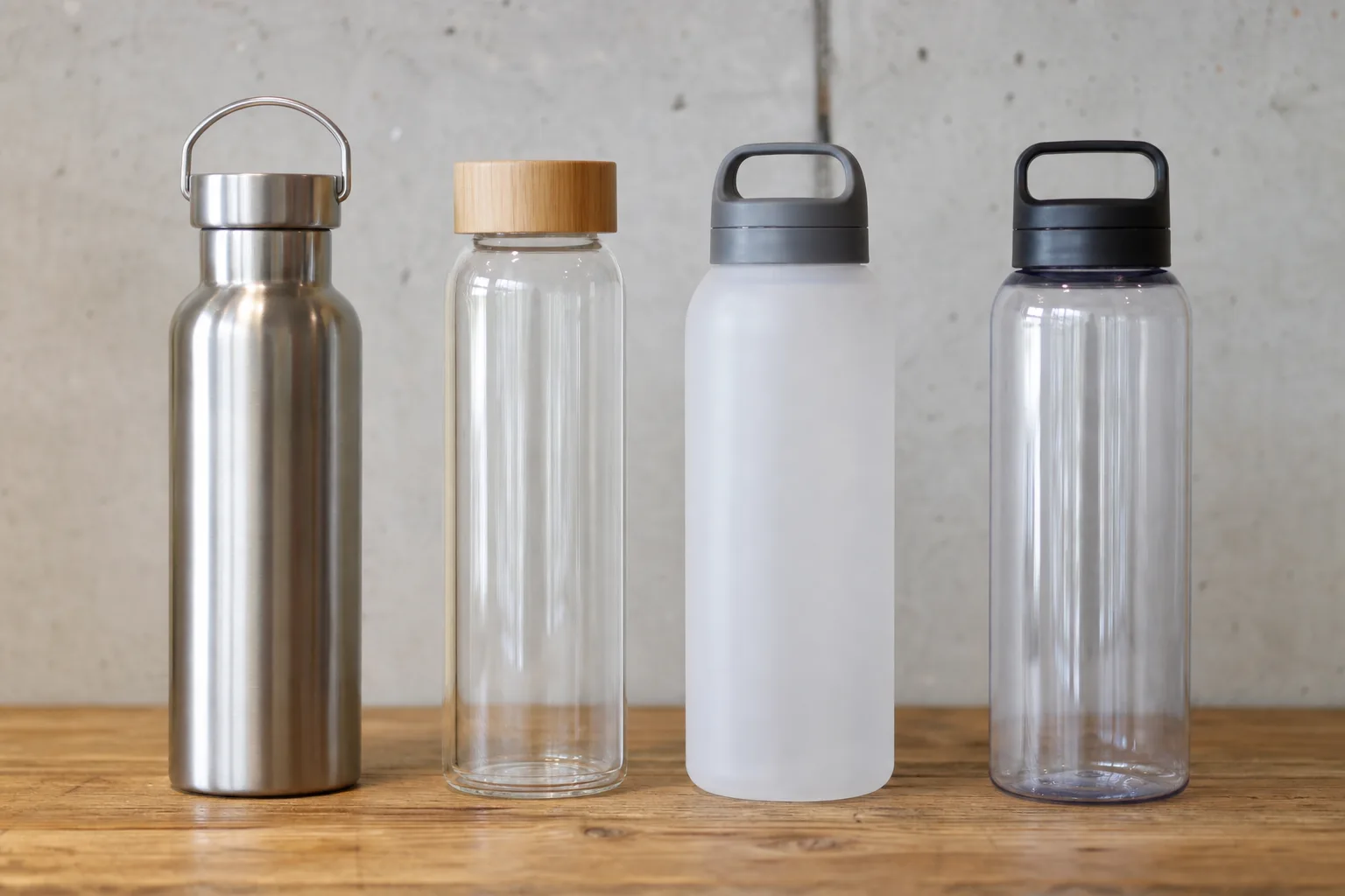 Trinkflasche Materialien im Vergleich: Edelstahl, Glas, Kunststoff und Tritan