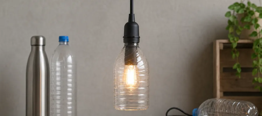 Trinkflasche zur Haengelampe umbauen: Upcycling-Lampe selber bauen