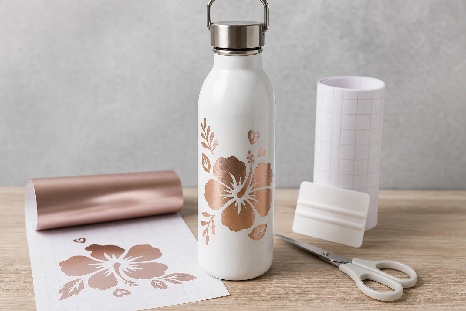 Trinkflasche mit Vinylfolie bekleben: Anleitung fuer individuelle Schriftzuege und Motive